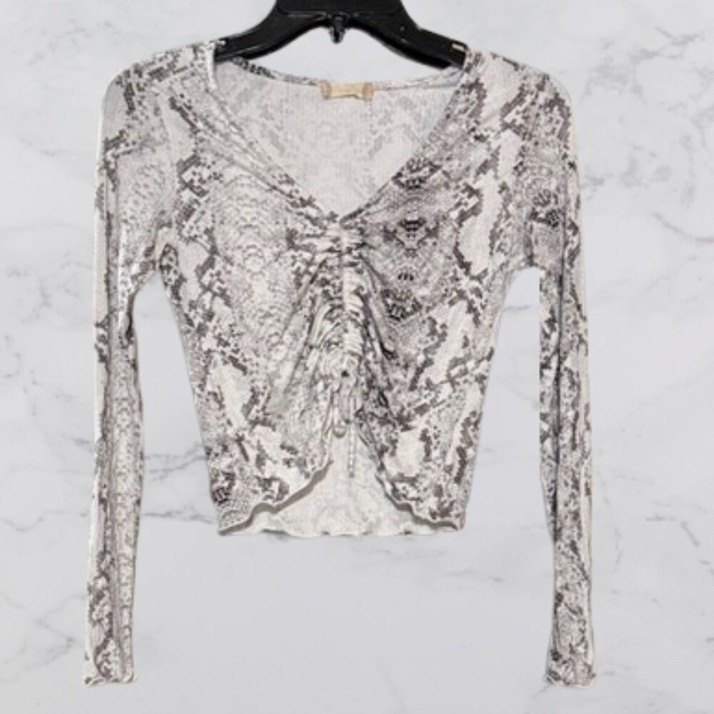 Altar'd State Snake Print Long Sleeve Top Size M